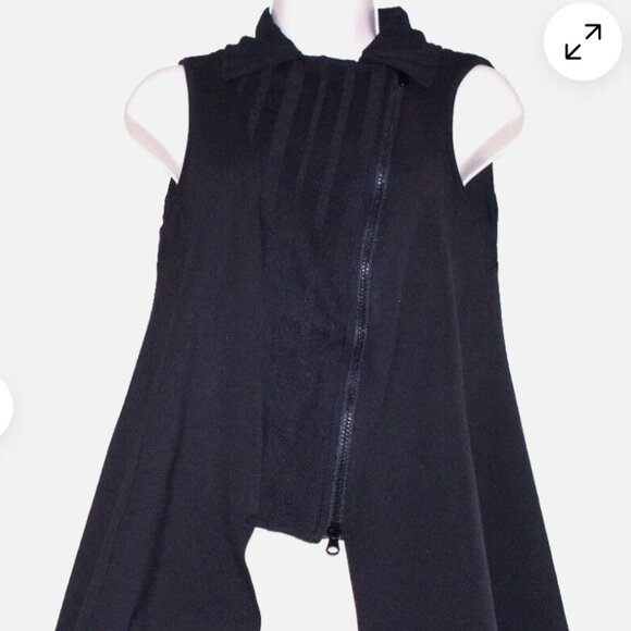 ALAIN MURATI France Black Sleeveless Tunic Asymmetrical Sleeveless Zip Vest M - Picture 1 of 5